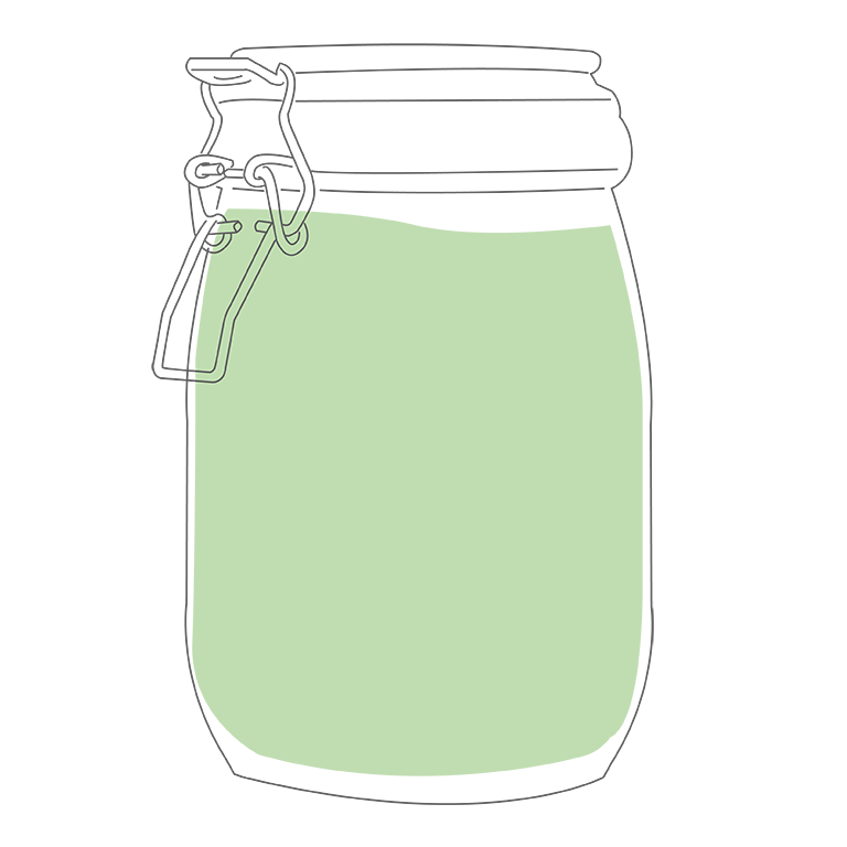 抹茶パウダーの入った瓶の手書き風イラスト