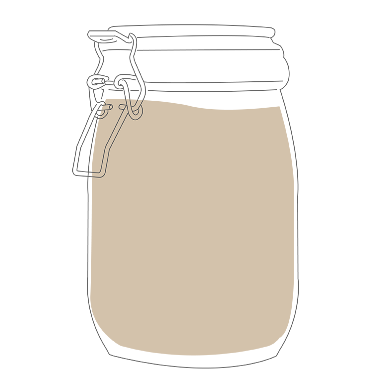 ほうじ茶パウダーの入った瓶の手書き風イラスト