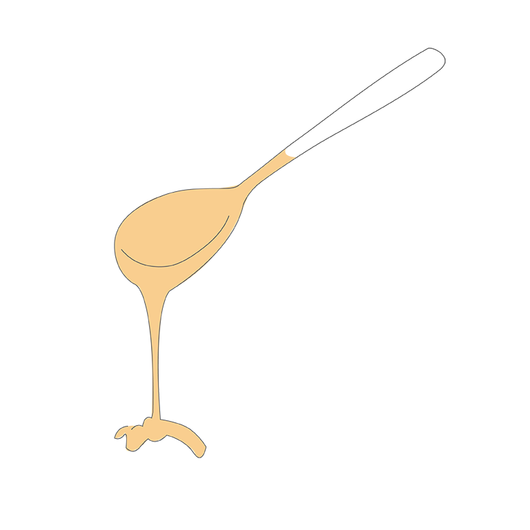 黒蜜を掬っているスプーンの手書き風イラスト